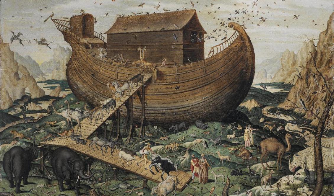 Människor önskade det inte, ville det inte, och bara en – med sin familj – förutsåg det. Noas ark på berget Ararat av Simon de Myle, 1570. Foto: Public Domain