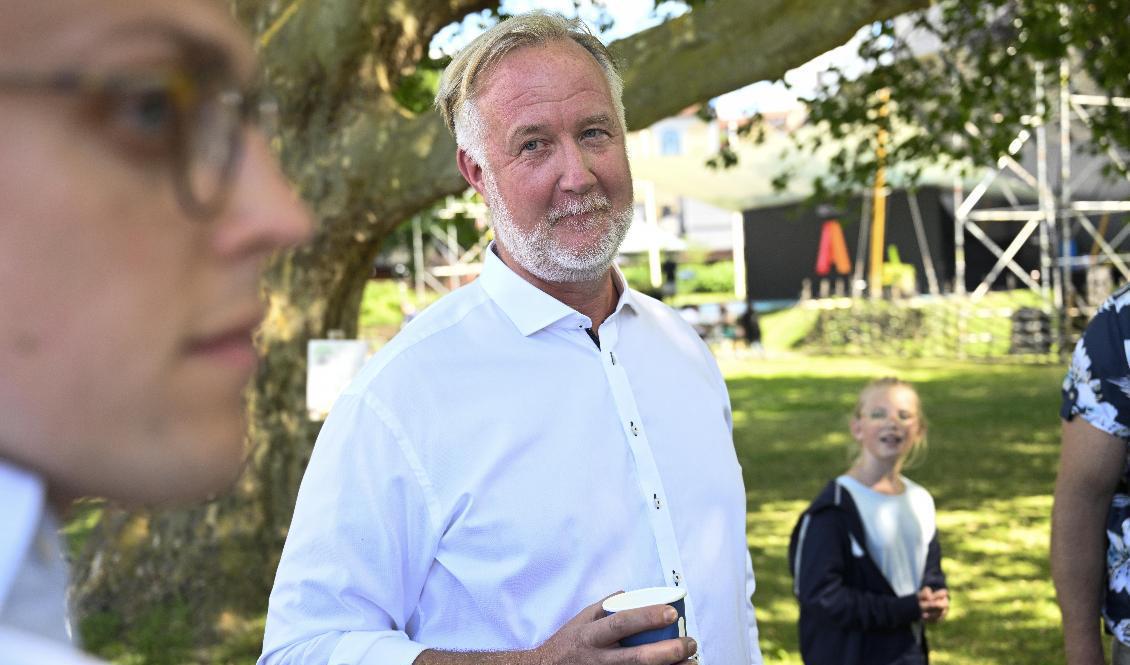 Liberalernas partiledare Johan Pehrson (L) under Almedalsveckan. Foto: Henrik Montgomery/TT