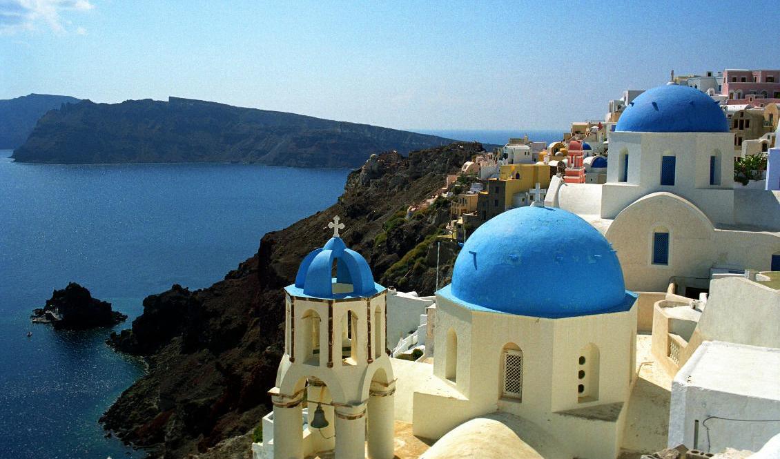 Hundratals charterresenärer kommer inte hem på lördagen, bland annat från Santorini i Grekland. Arkivbild Foto: Halvard Alvik/NTB/TT