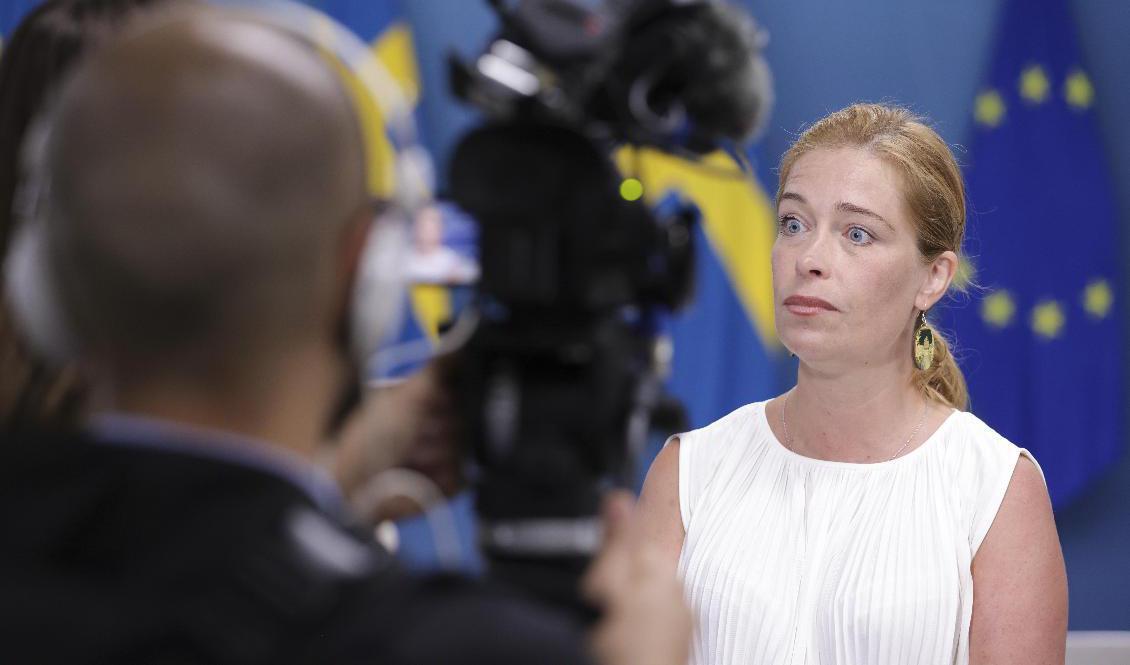 Klimat- och miljöminister Annika Strandhäll (S) under en pressträff på onsdagen. Foto: Magnus Andersson/TT