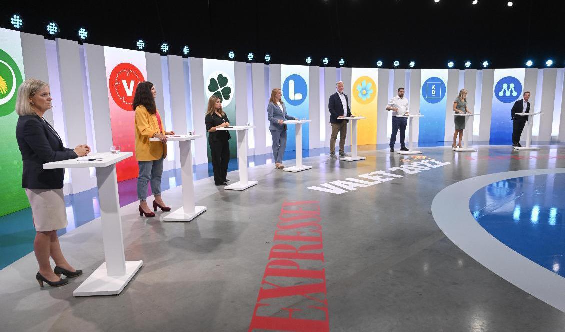Partiledarna debatterade åtta olika ämnen. Foto: Fredrik Sandberg/TT