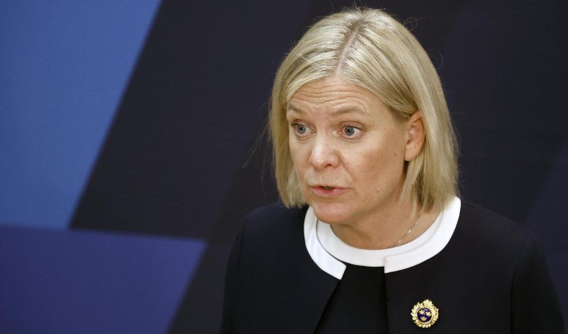 Statsminister Magdalena Andersson (S) inför SVT:s partiledardebatt. Foto: Christine Olsson/TT