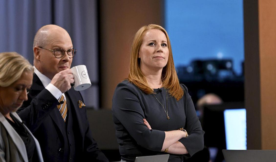 Partiledaren Annie Lööf under valnatten. Foto: Anders Wiklund/TT