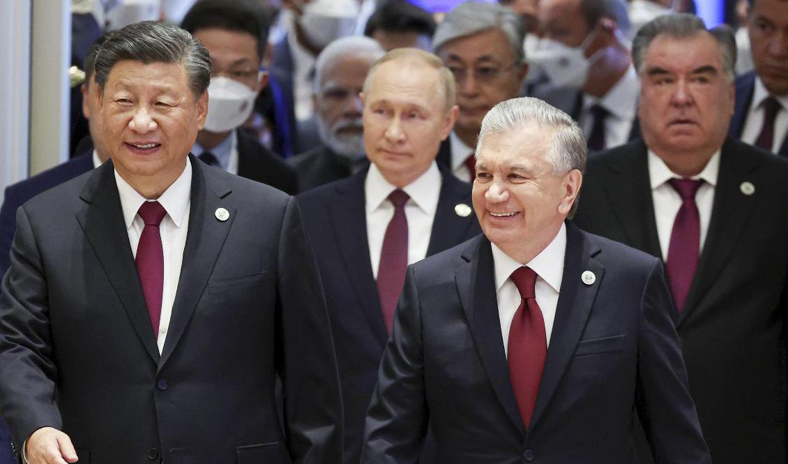 Ledarna för SCO-länderna möts i Samarkand, Uzbekistan. Foto: Sergei Bobylev/Kreml via AP/TT