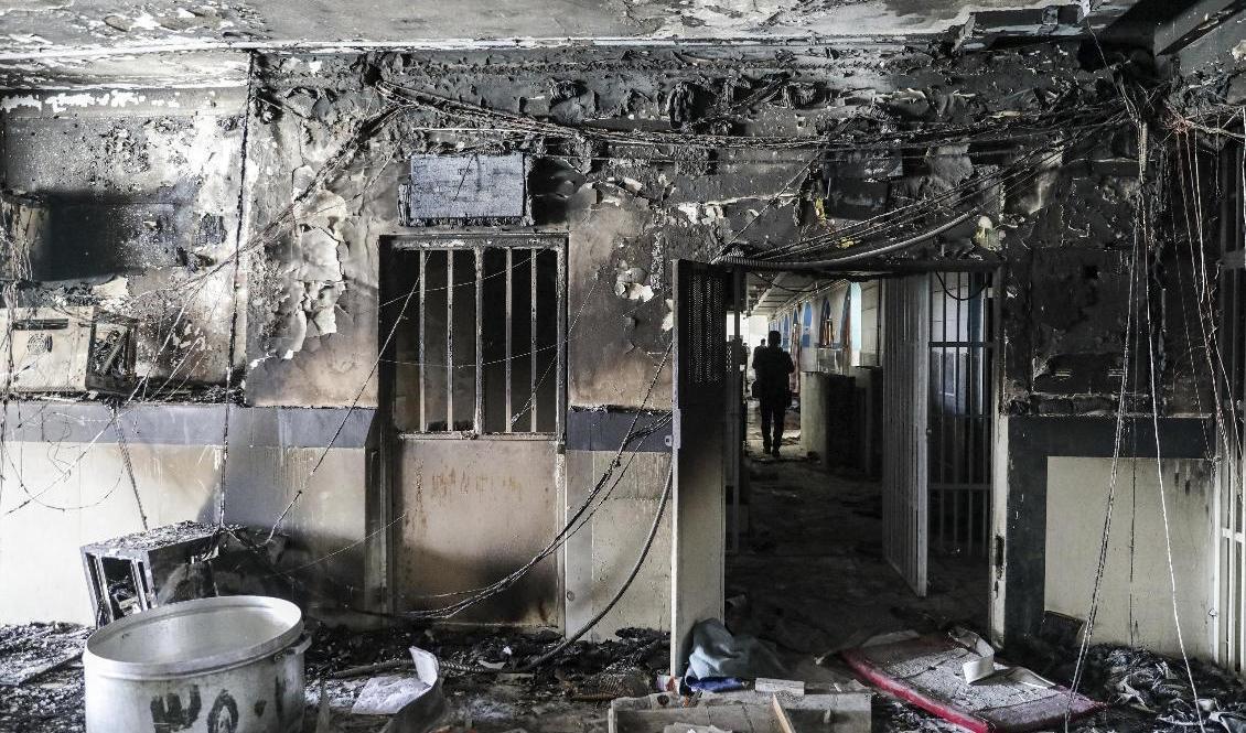 Bild från Evinfängelset efter branden, publicerad av den regimtrogna nyhetsbyrån Mizan. Foto: Koosha Mahshid Falahi/AP/TT