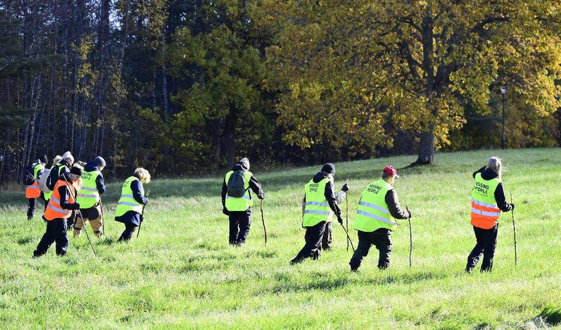 Missing People deltar i sökandet efter en försvunnen kvinna i Vetlanda. Foto: Mikael Fritzon/TT