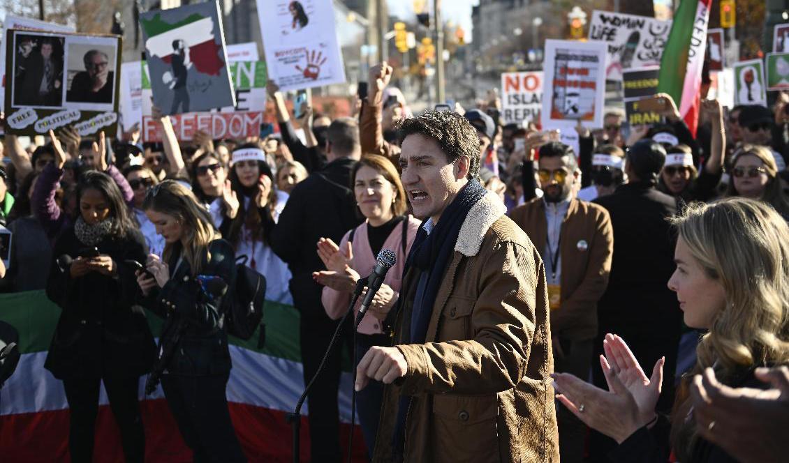 Manifestation i Kanada till stöd för regimkritiska protester i Iran. Arkivbild. Foto: Justin Tang/AP/TT