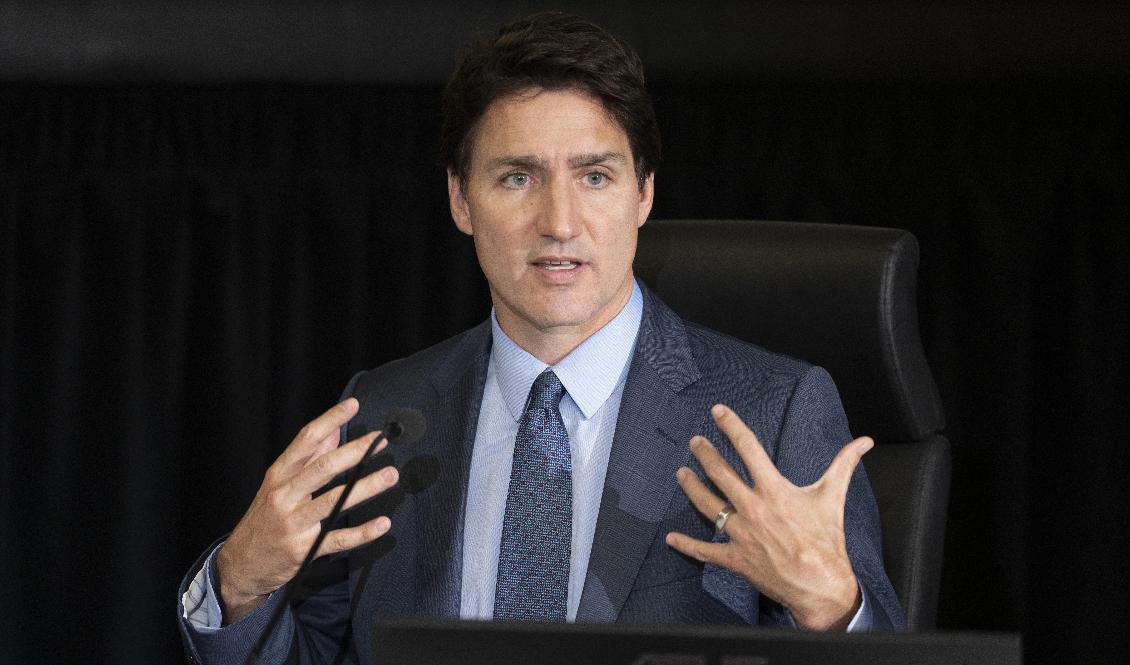 Kanadas premiärminister Justin Trudeau frågades ut om landets användning av undantagslagar under de omfattande lastbilsprotesterna tidigare i år. Foto: Adrian Wyld/AP/TT