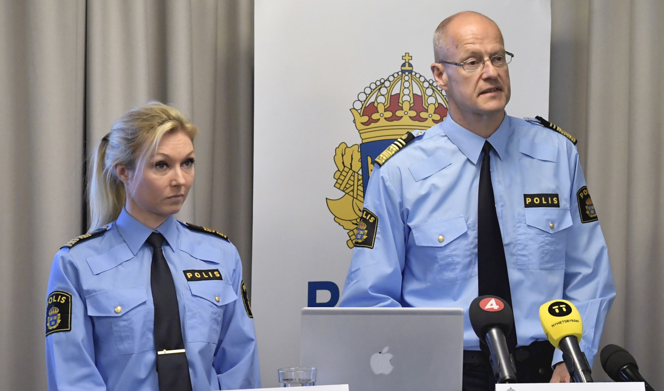Linda Staaf, chef för underrättsenheten på Noa, och Mats Löfving, numera regionpolischef i Stockholm och ställföreträdande rikspolischef. Arkivbild. Foto: Janerik Henriksson/TT