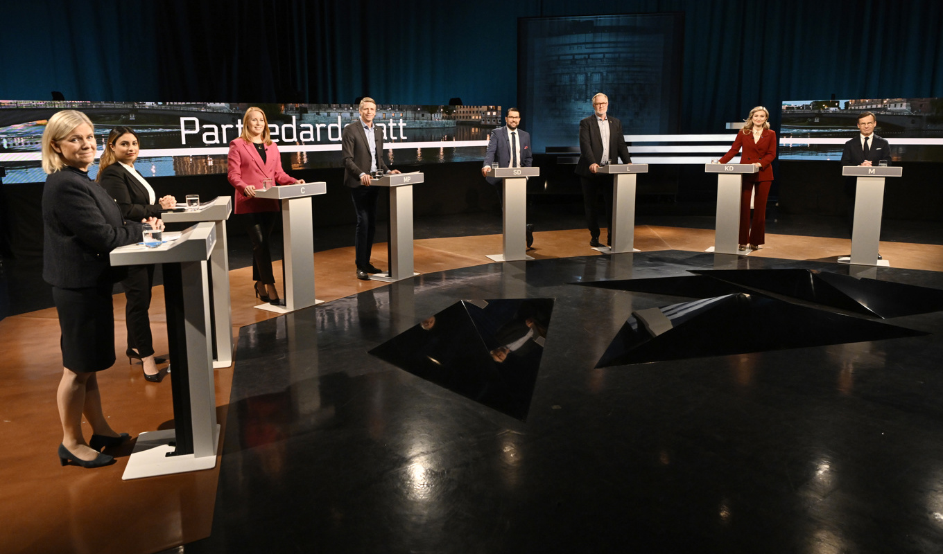 Partiledardebatten i SVT:s Agenda på söndagskvällen. Foto: Jonas Ekströmer/TT