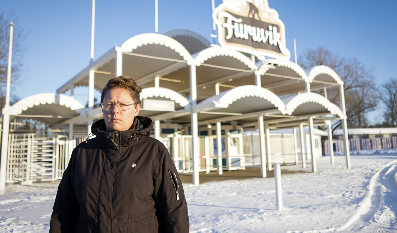 Sandra Wilke, vd Furuviksparken utanför djurparkens huvudentré på fredagen. Foto: Christine Olsson/TT