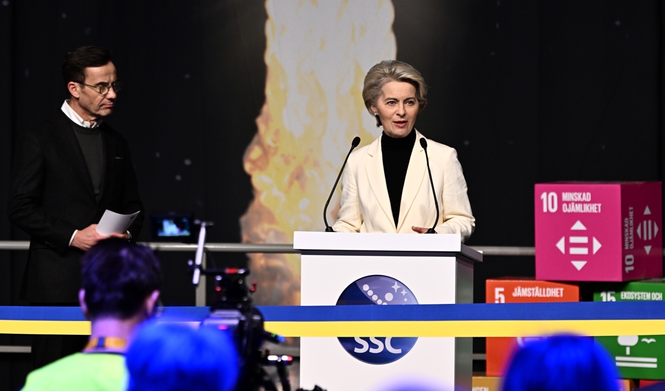 Statsminister Ulf Kristersson (M) och EU-kommissionens ordförande Ursula von der Leyen. Arkivbild. Foto: Jonas Ekströmer/TT