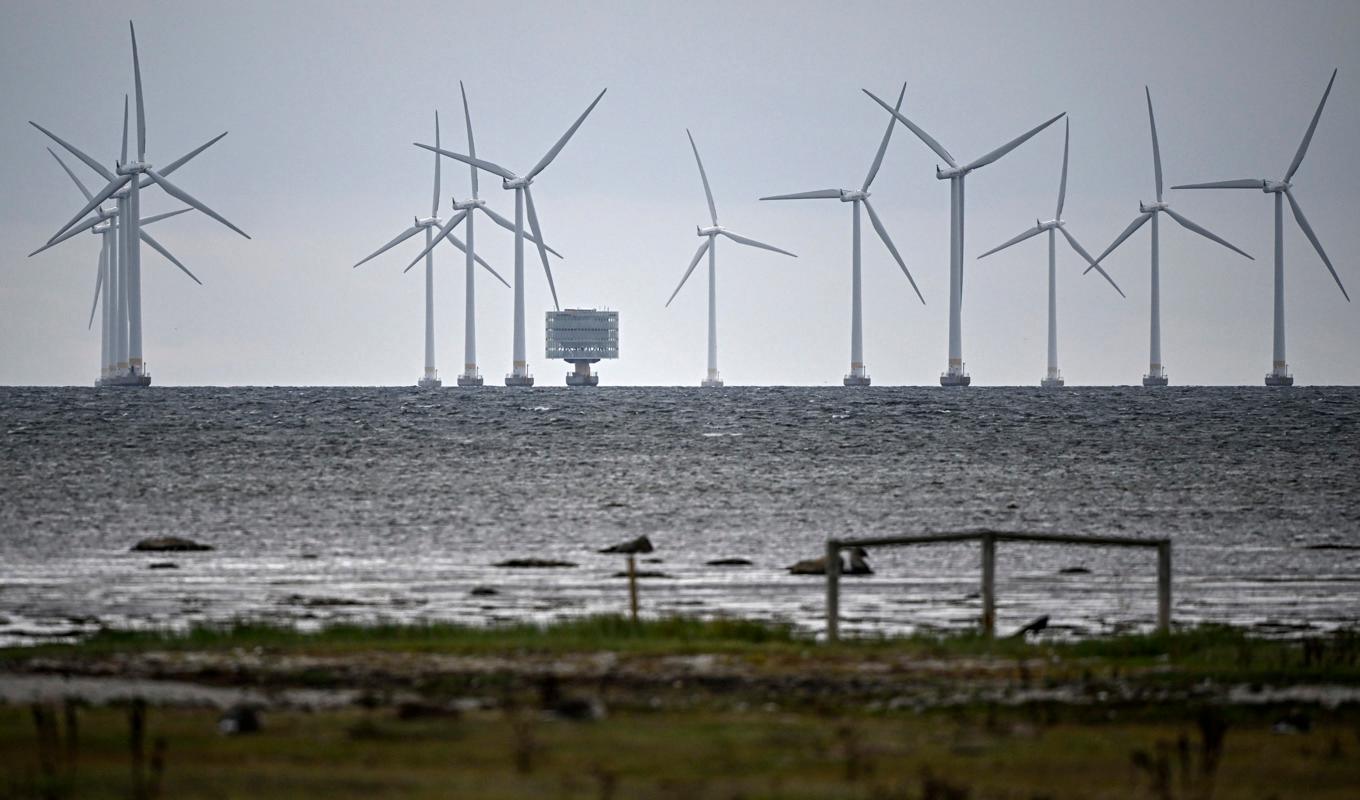 Regeringen går vidare med planer på havsbaserad vindkraft utanför Öland och Göteborg. Arkivbild på vindkraftverk utanför Bunkeflostrand. Foto: Johan Nilsson/TT