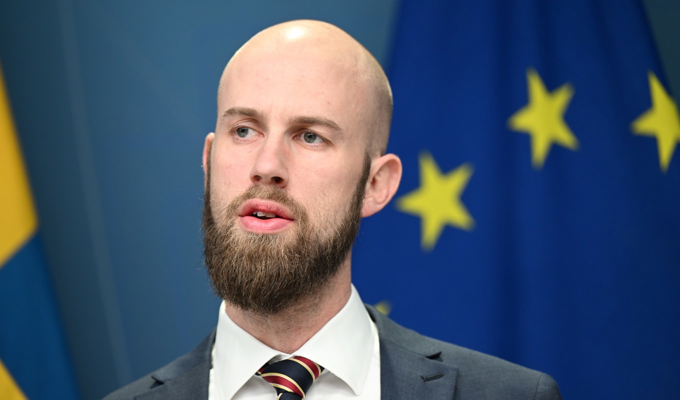 Carl-Oskar Bohlin (M), minister för civilt försvar. Foto: Fredrik Sandberg/TT