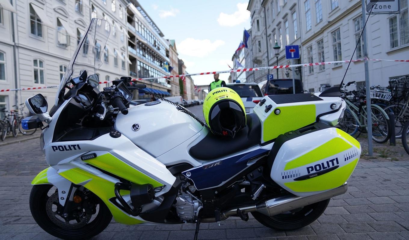En polismotorcykel i Köpenhamn den 15 juni 2021. Foto: Emil Helms/Ritzau Scanpix/AFP via Getty Images