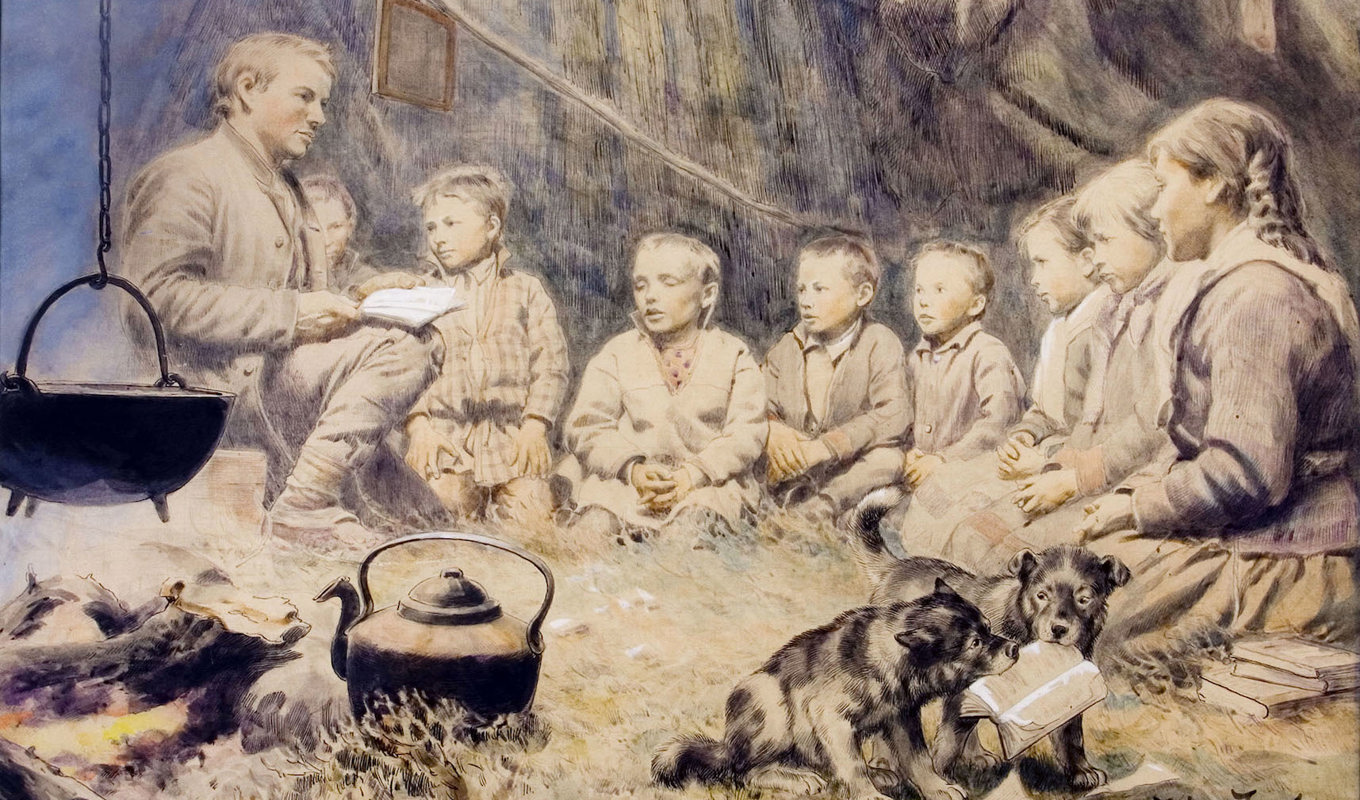 Konstnären Johan Tirén var en av de konstnärer vars förlagor till skolplanscher nu skänks till Nordiska museet. Foto: Nordiska museet.