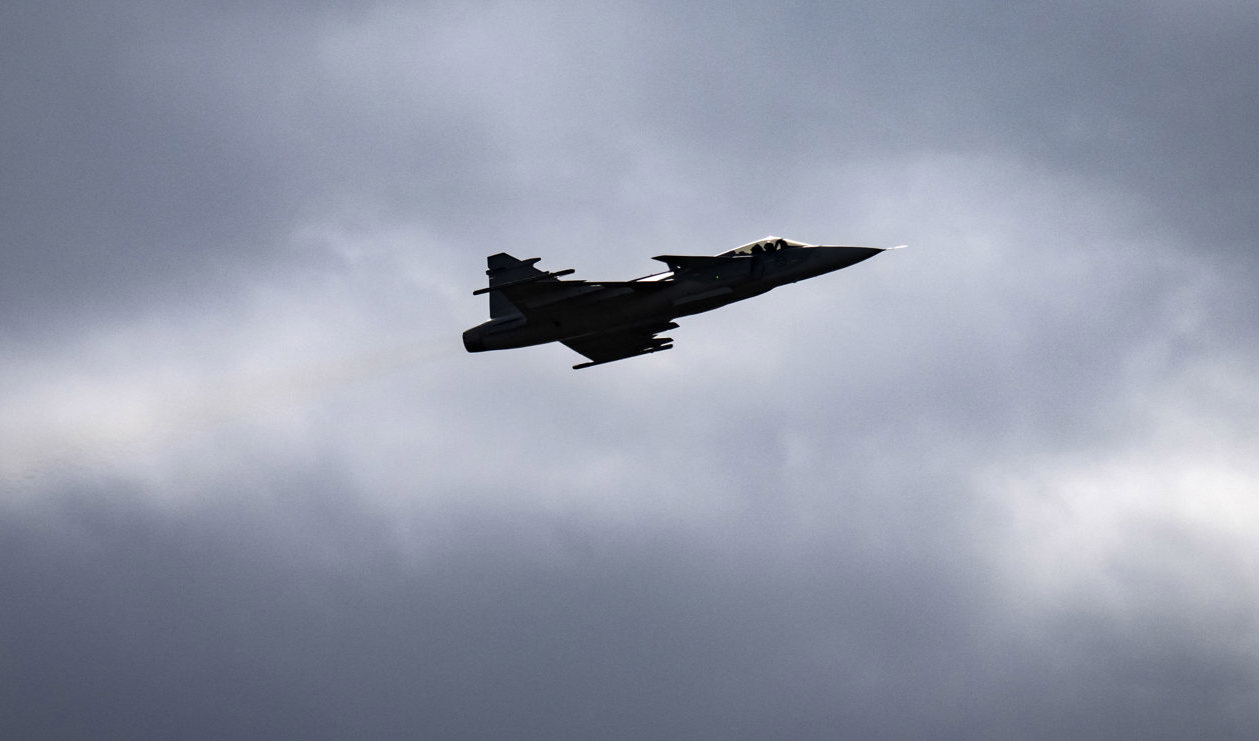 Ljudbang från en flygövning med stridsplan är den troliga orsaken till de skakningar som förutom på danska Bornholm kändes i södra Sverige i helgen. Arkivbild. Foto: Johan Nilsson/TT