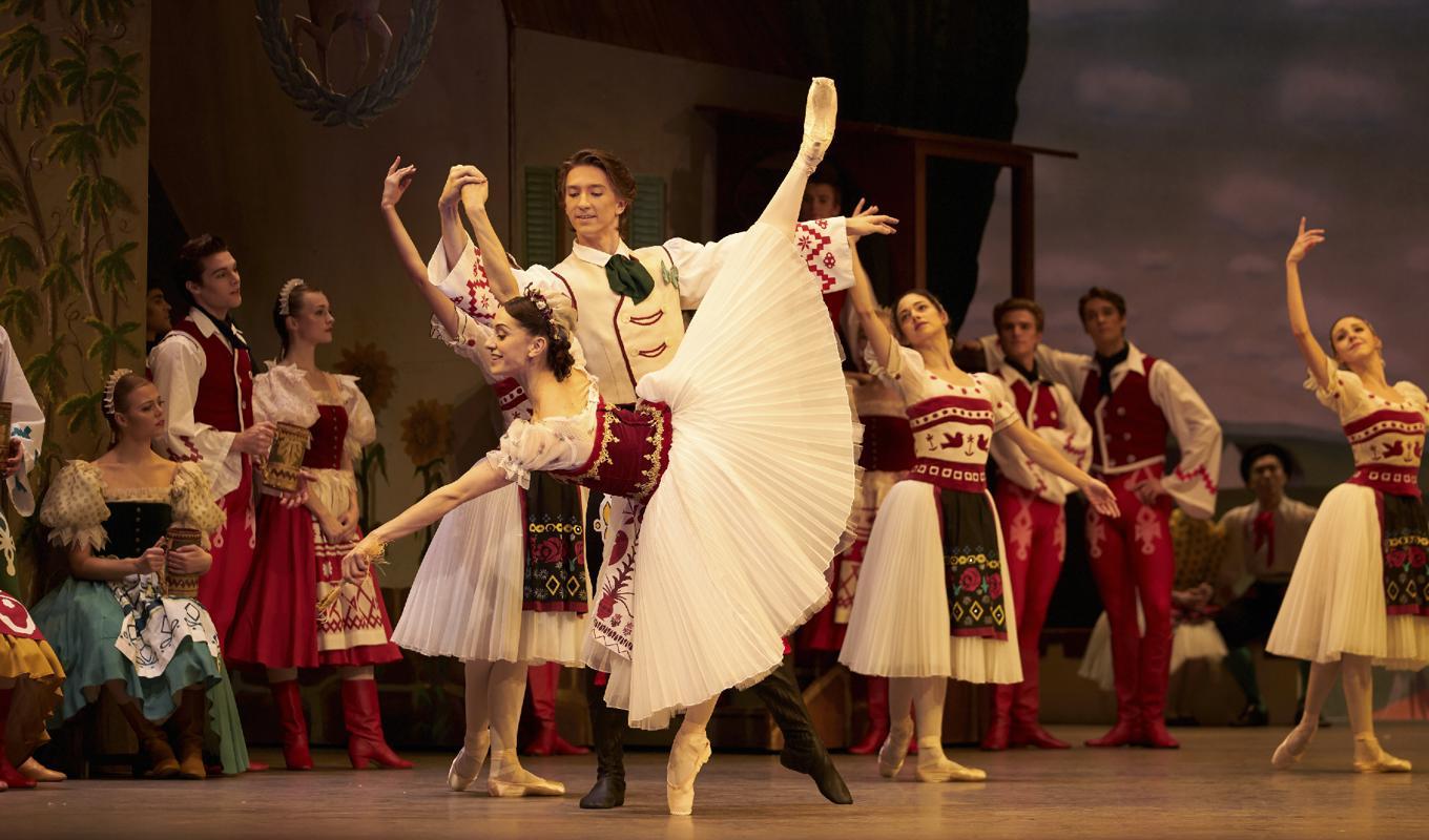Baletten Coppélia är en fartfylld och komisk balett där intrikata pas de deux blandas med ungersk karaktärsdans. Foto: Bill Cooper