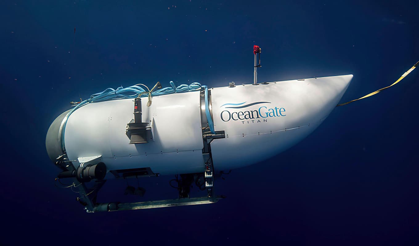 Turistubåten Titan försvann när den skulle dyka ned till Titanics vrak, som ligger på 3|800 meters djup utanför Newfoundland. Arkivbild. Foto: Oceangate Expeditions via AP/TT
