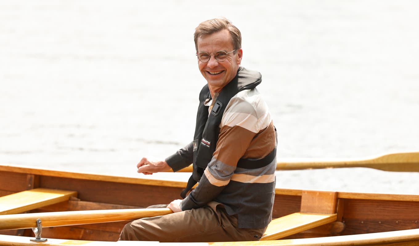 Statsminister Ulf Kristersson (M) i den klassiska Harpsundsekan på lördagen. Foto: Stefan Jerrevång/TT