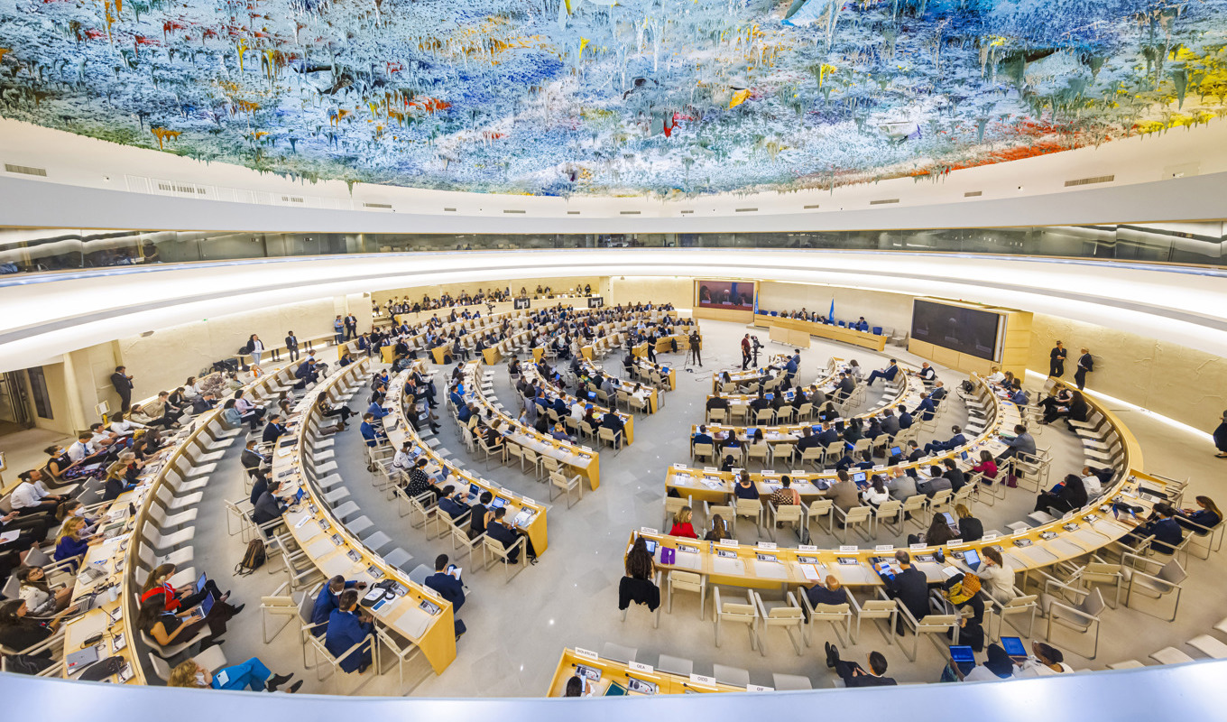 FN:s människorättsråd sammanträder i Genève i Schweiz. Arkivbild. Foto: Valentin Flauraud/Keystone/AP/TT