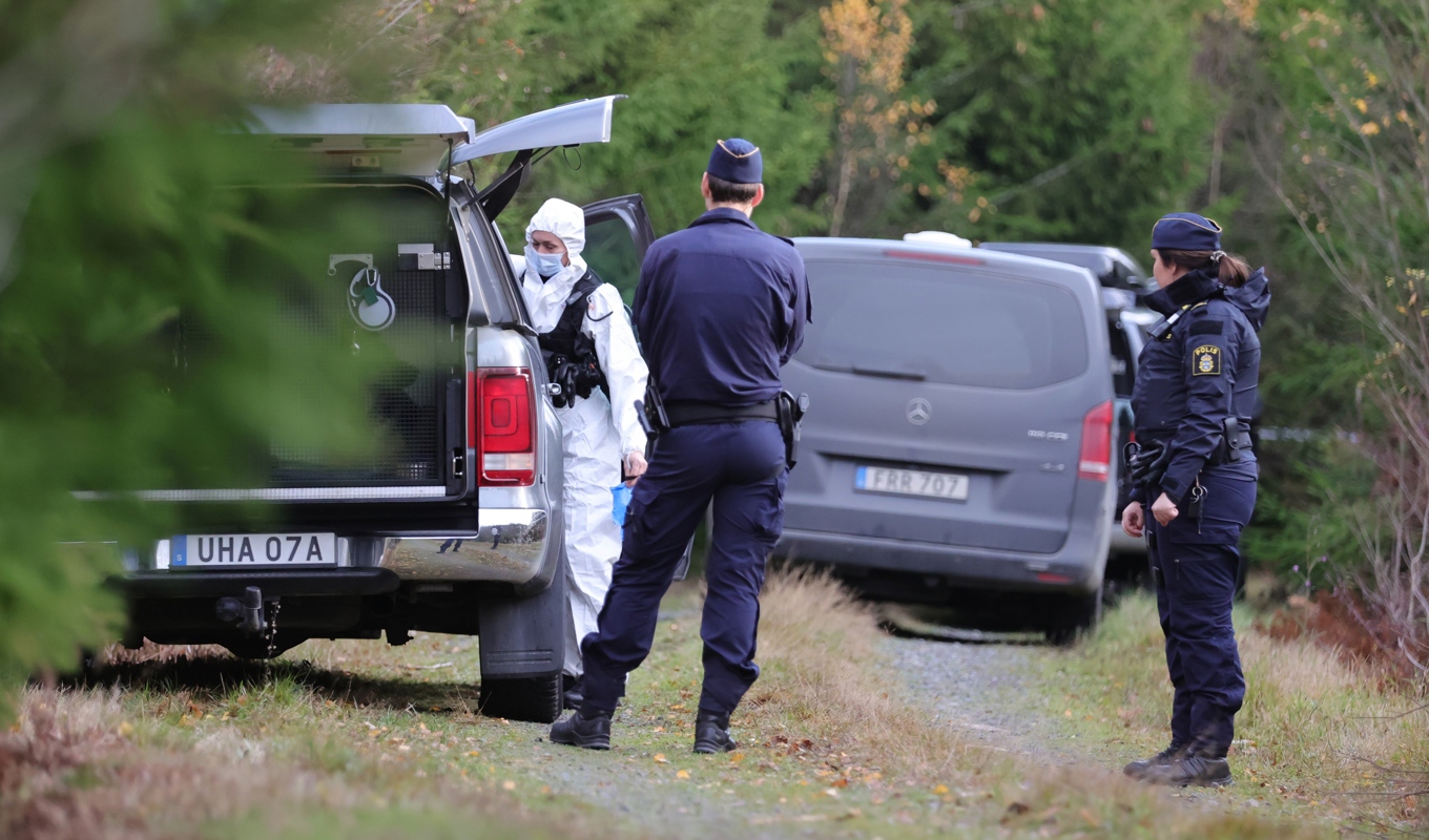 Polisens tekniker på platsen utanför Vetlanda där 21-åriga Tove hittades död i början av november. Arkivbild. Foto: Adam Ihse/TT