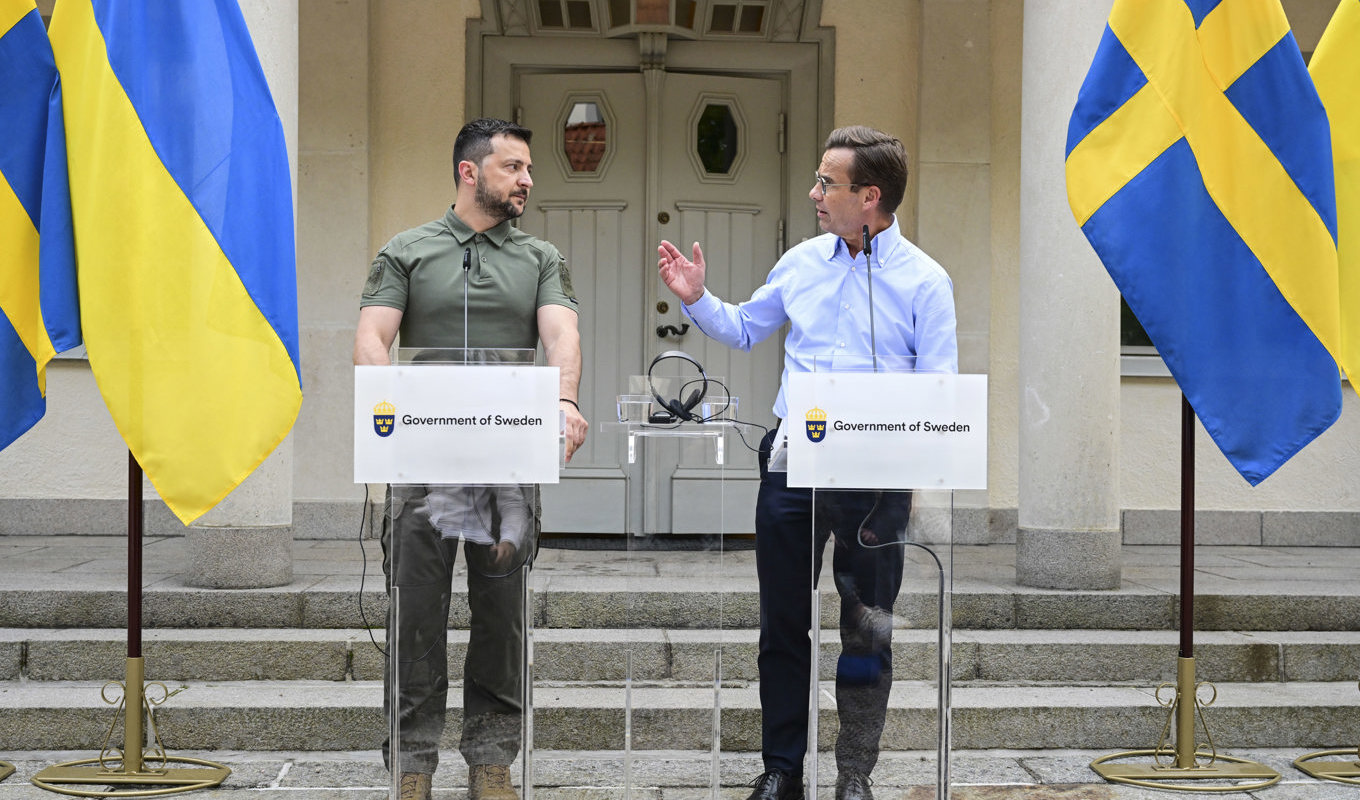 Ukrainas president Volodymyr Zelenskyj besökte på lördagen Harpsund på inbjudan av statsminister Ulf Kristersson. Foto: Jonas Ekströmer/TT