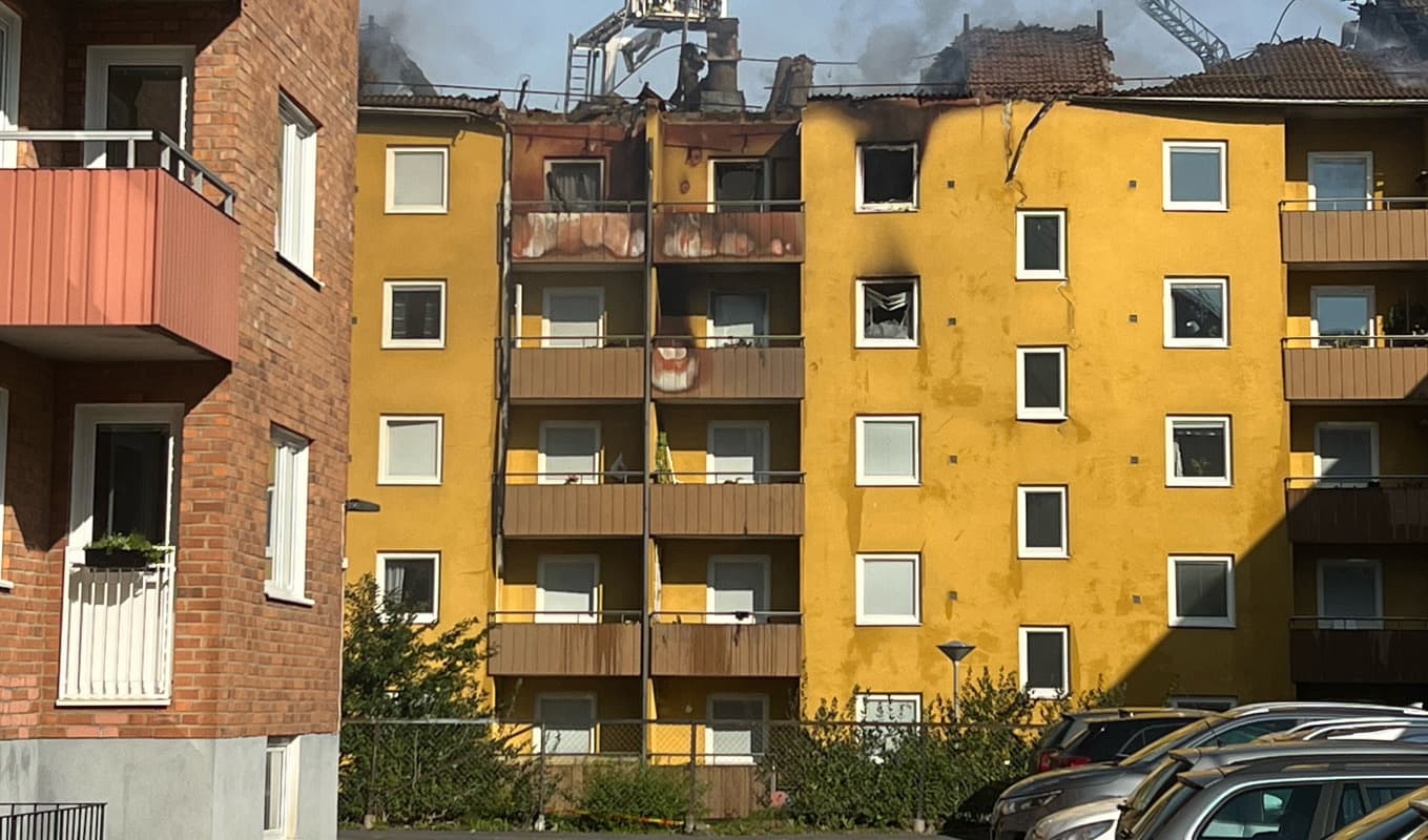 Omkring 150 personer fick evakueras efter explosionen och branden i söndags. Arkivbild Foto: Fredrik Schlyter/TT