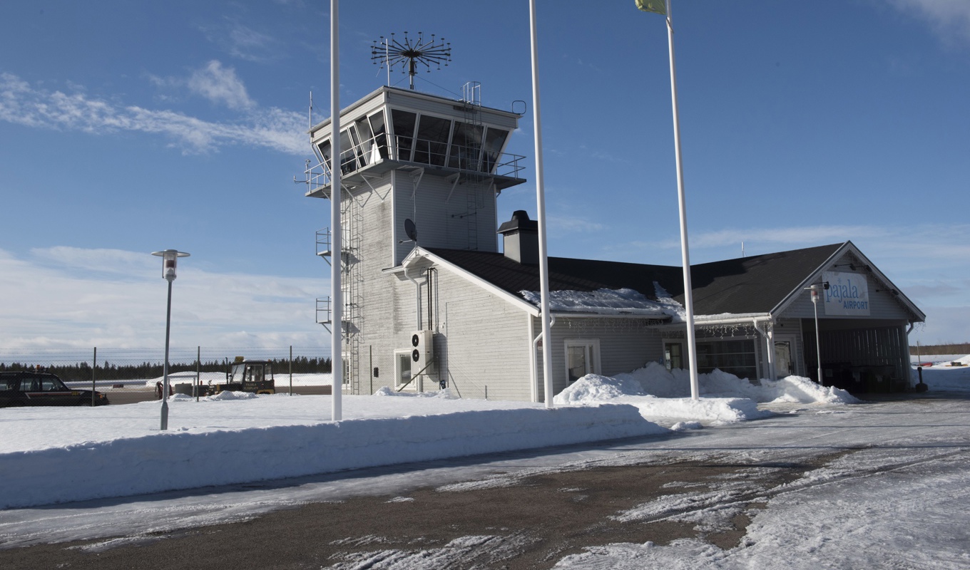 Pajala flygplats är en av de flygplatser som får stöd i dag. Arkivbild. Foto: Fredrik Sandberg/TT