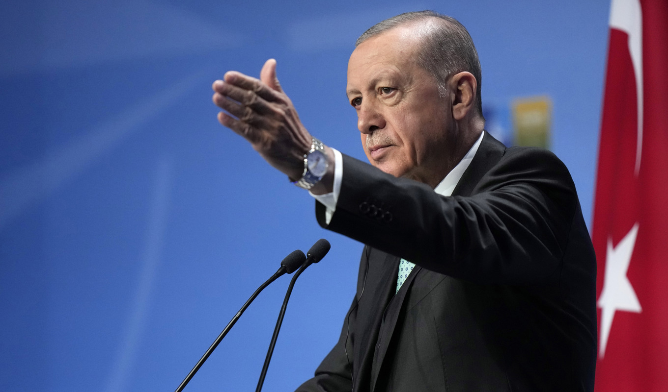 Turkiets president Recep Tayyip Erdogan nämns oftare än statsminister Ulf Kristersson i nyhetsbyrån Anatolias artiklar om Sverige. Arkivbild. Foto: Pavel Golovkin/AP/TT