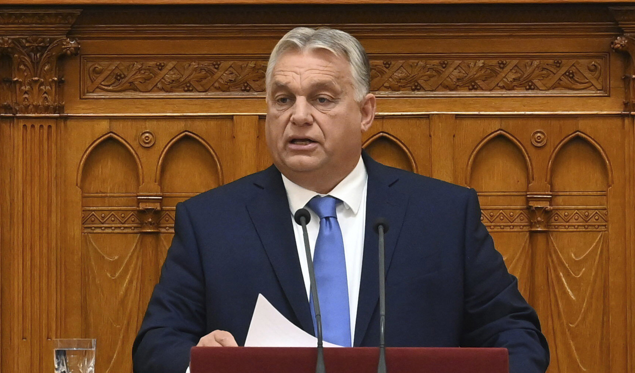 Ungerns premiärminister Viktor Orbán när parlamentet öppnades. Foto: Zoltan Mathe/AP/TT