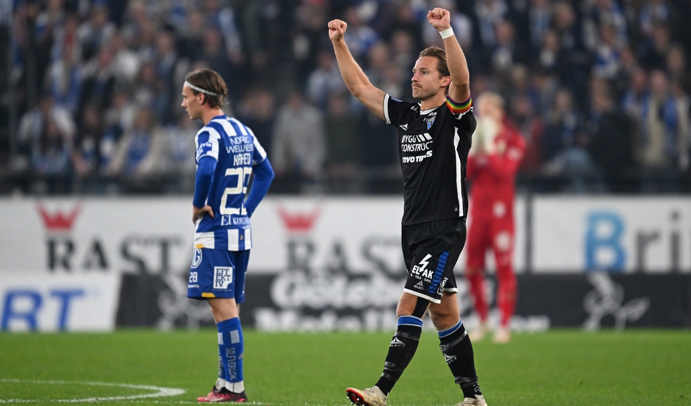 Daniel Stensson efter att ha gjort 1–0 till Sirius. Foto: Björn Larsson Rosvall/TT