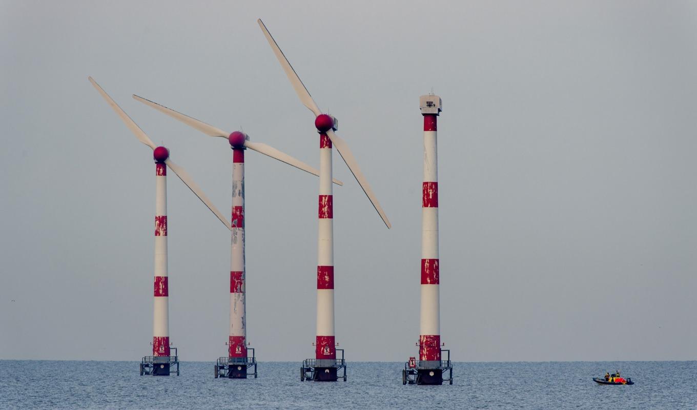 Havererat vindkraftverk utanför Medemblik i Nederländerna. Foto: Robin van Lonkhuijsen/AFP via Getty Images
