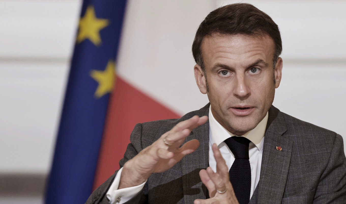 Frankrikes president Emmanuel Macron har uppmanat länder att "arbeta mot ett eldupphör" i Gazakriget. Arkivbild. Foto: Ludovic Marin/AP/TT