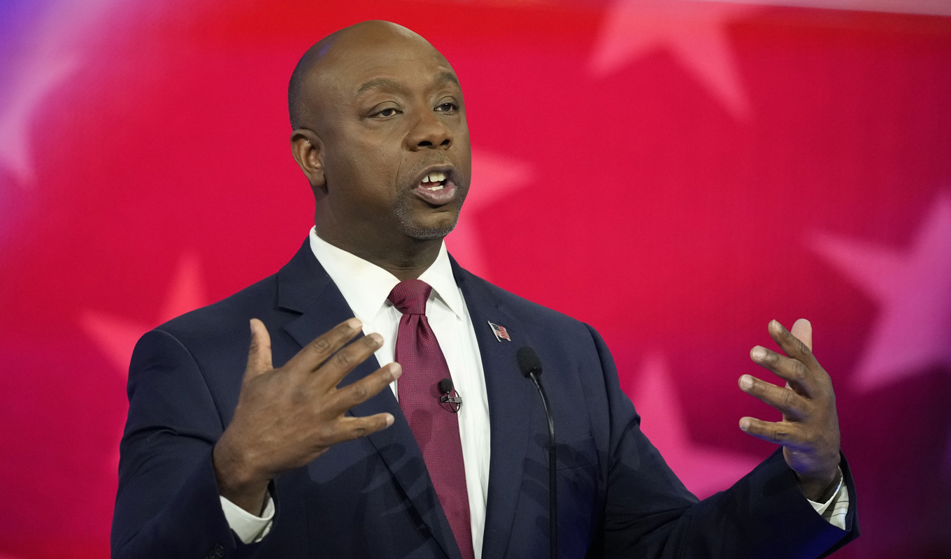 Tim Scott, senator från South Carolina, ger upp försöken att bli Republikanernas kandidat i presidentvalet nästa år. Arkivbild. Foto: Rebecca Blackwell/AP/TT