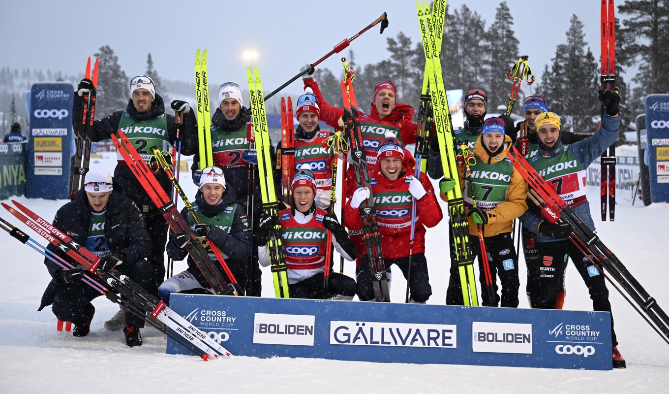 Sveriges herrar blev tvåa i stafetten. Foto: Ulf Palm/TT