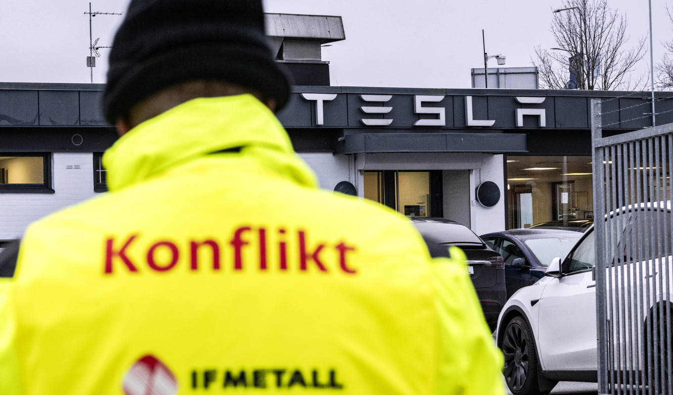 Strejken pågår mot Tesla sedan 27 oktober. Arkivbild. Foto: Johan Nilsson/TT
