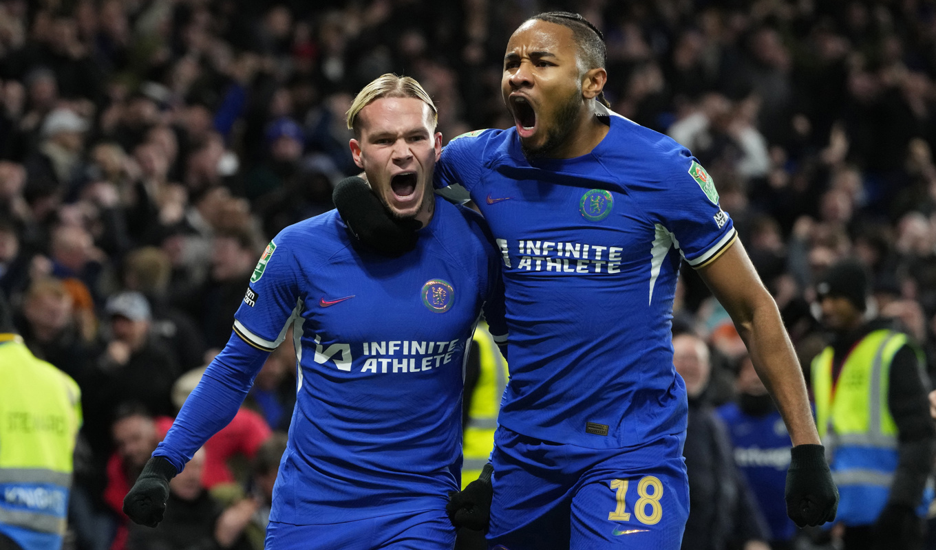 Chelseas Mykhailo Mudryk och Christopher Nkunku spelar Premier League-fotboll borta mot Wolverhampton på julafton. Arkivbild. Foto: Kirsty Wigglesworth/AP/TT