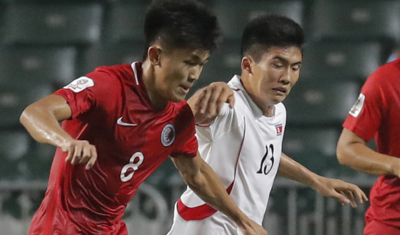 Han Kwang-Song under en match mot Hongkong 2019. Arkivbild. Foto: Kin Cheung/AP/TT
