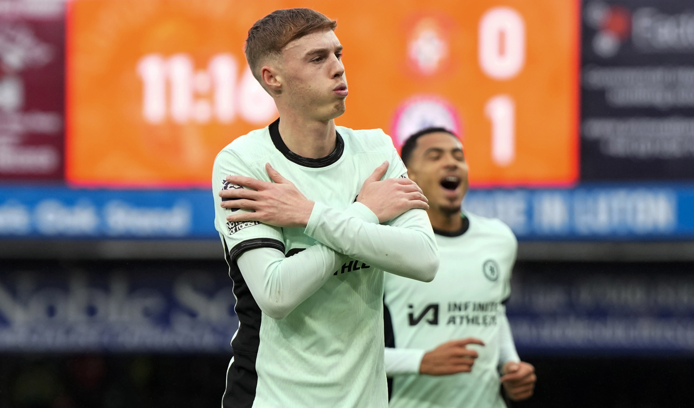 Chelseas Cole Palmer blev tvåmålsskytt när Chelsea vann över Luton. Foto: Alastair Grant/AP/TT