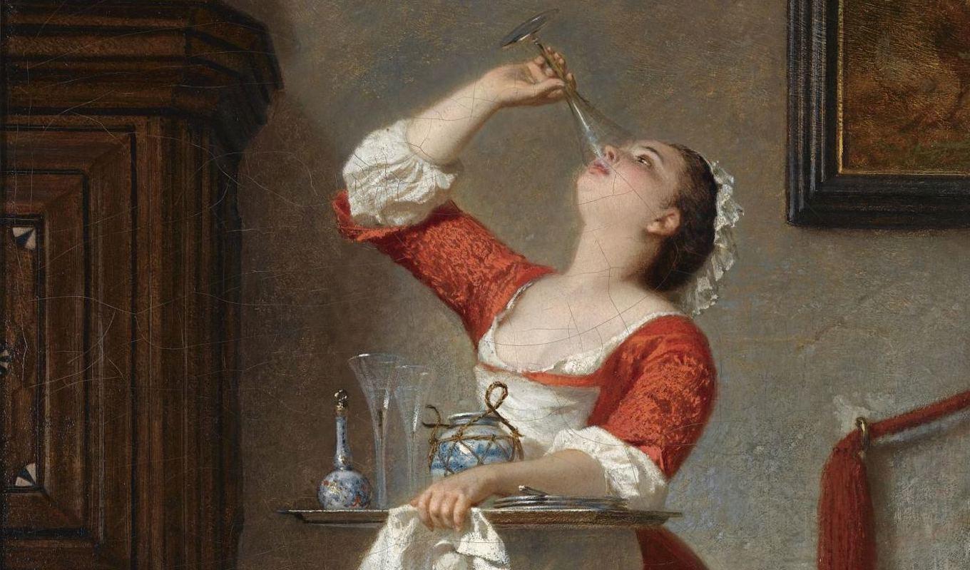 Vad gör inte en enkel själ för att släcka törsten? Målning av Wilhelm Amberg (1822–1899). Foto: Public Domain