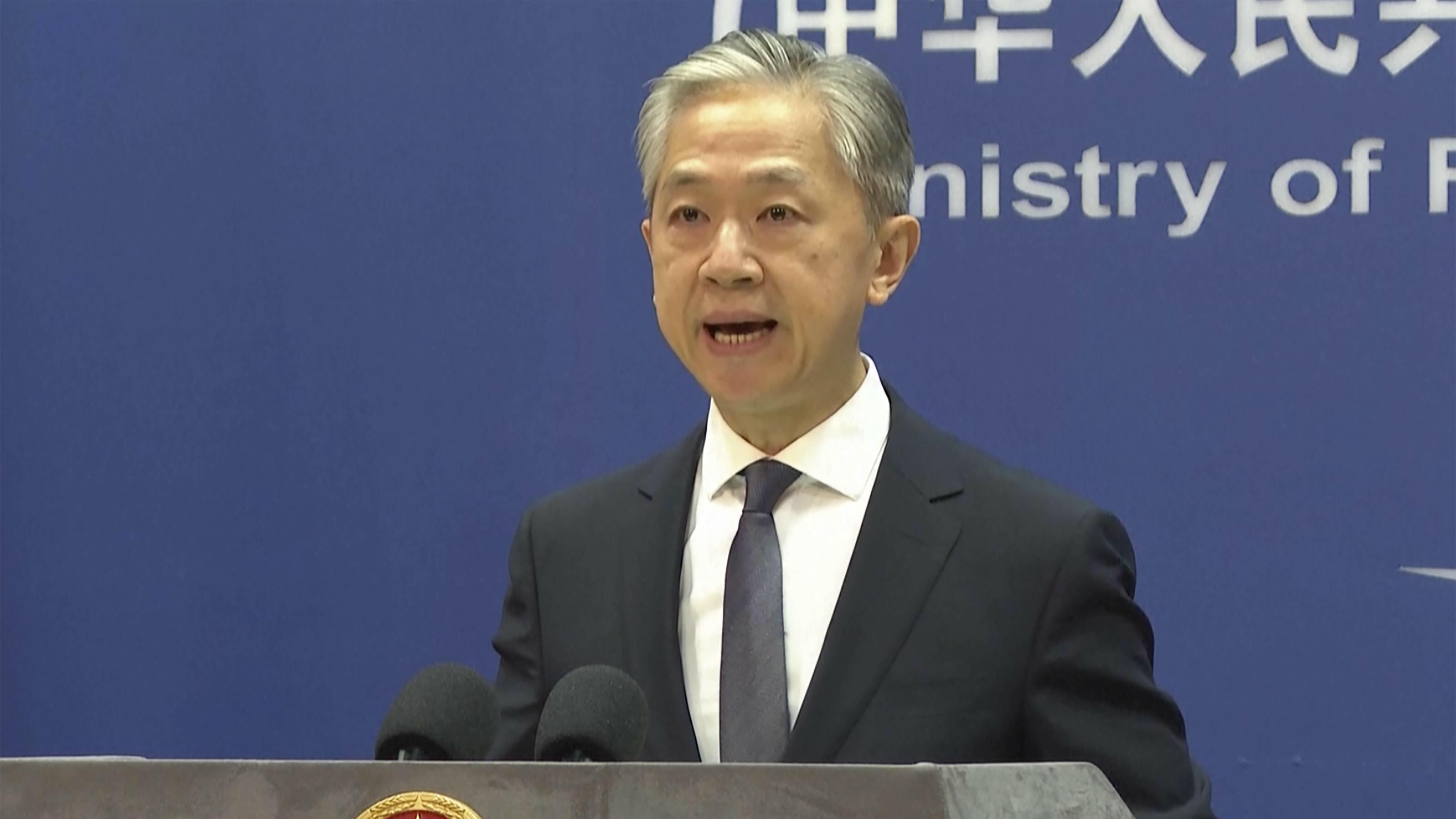 Wang Wenbin, talesperson för Kinas utrikesdepartement. Arkivbild. Foto: Liu Zheng/AP/TT