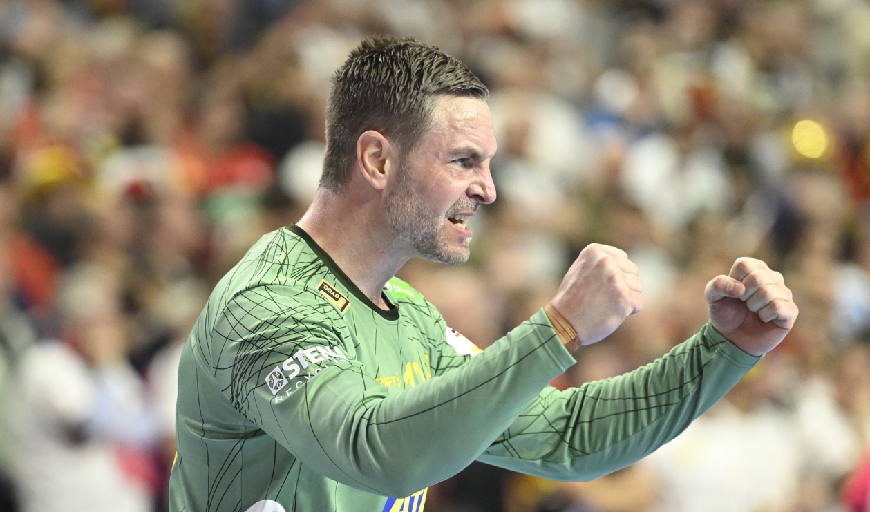 Andreas Palicka i EM-bronsmatchen mot Tyskland. Foto: Fredrik Sandberg/TT