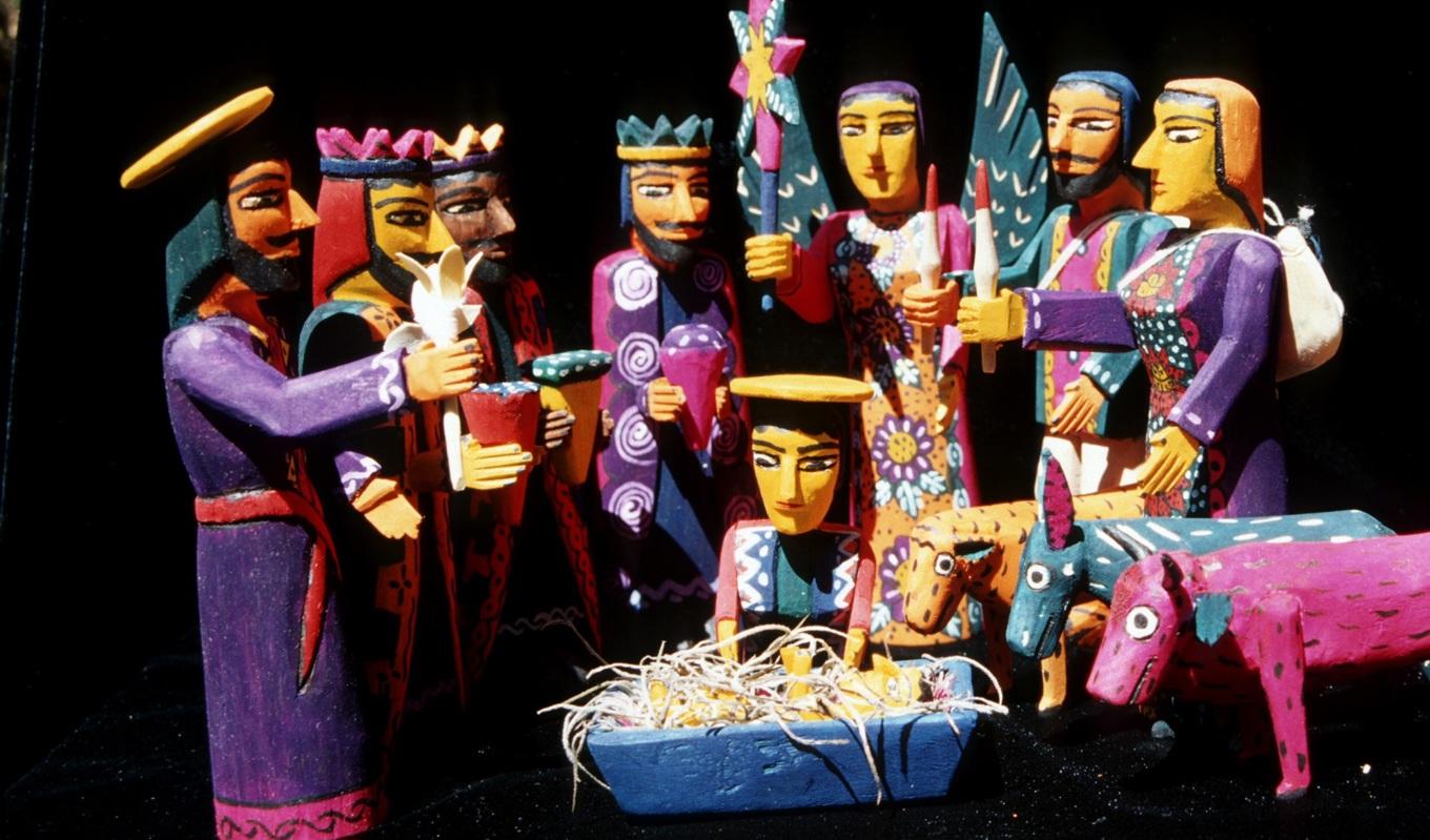 Det kristna fann sina kulturella former världen över. Jesu födelse, Oaxaca, Mexiko. Foto: Public Domain