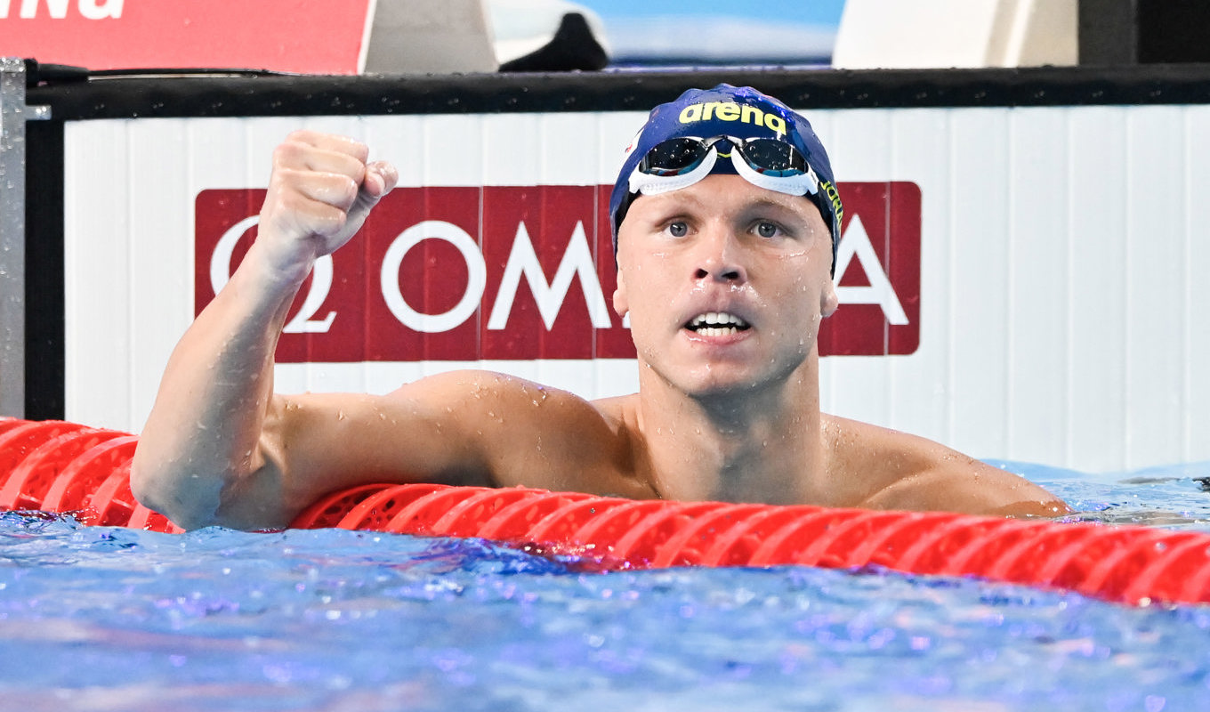 Victor Johansson satte nytt svenskt rekord på 400 meter fritt i sim-VM i Doha. Foto: Jonas Ekströmer/TT