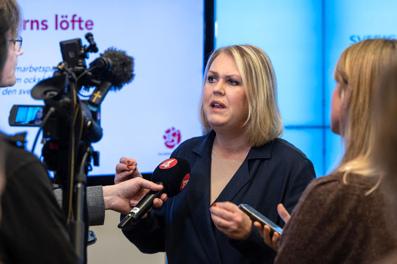 Socialdemokraternas gruppledare Lena Hallengren (S). Foto: Anders Wiklund/TT