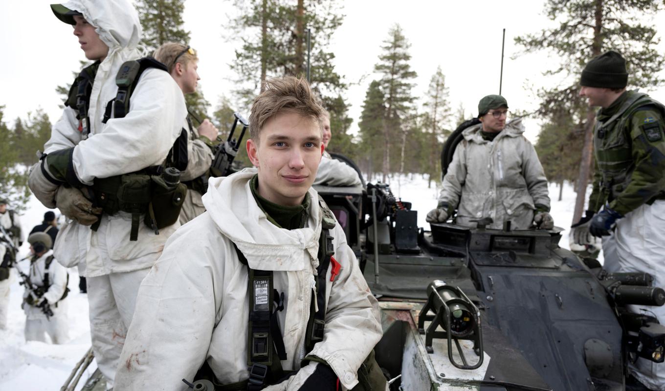 Hugo Berntz från Sundsvall planerar att ta anställning i Försvarsmakten efter värnplikten. Foto: Anders Wiklund/TT