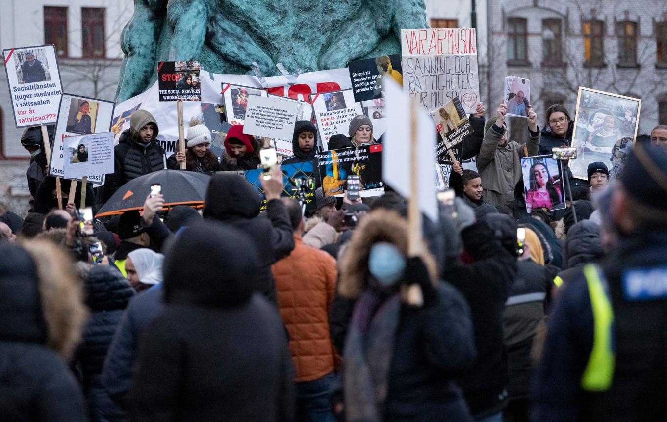 Under 2022 demonstrerade partiet Nyans demonstrerade mot Socialtjänsten och tillämpningen av LVU i Malmö. Arkivbild. Foto: Johan Nilsson/TT