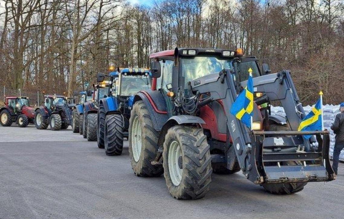 Bönder i Skåne protesterar. Foto: Skärmdump/X