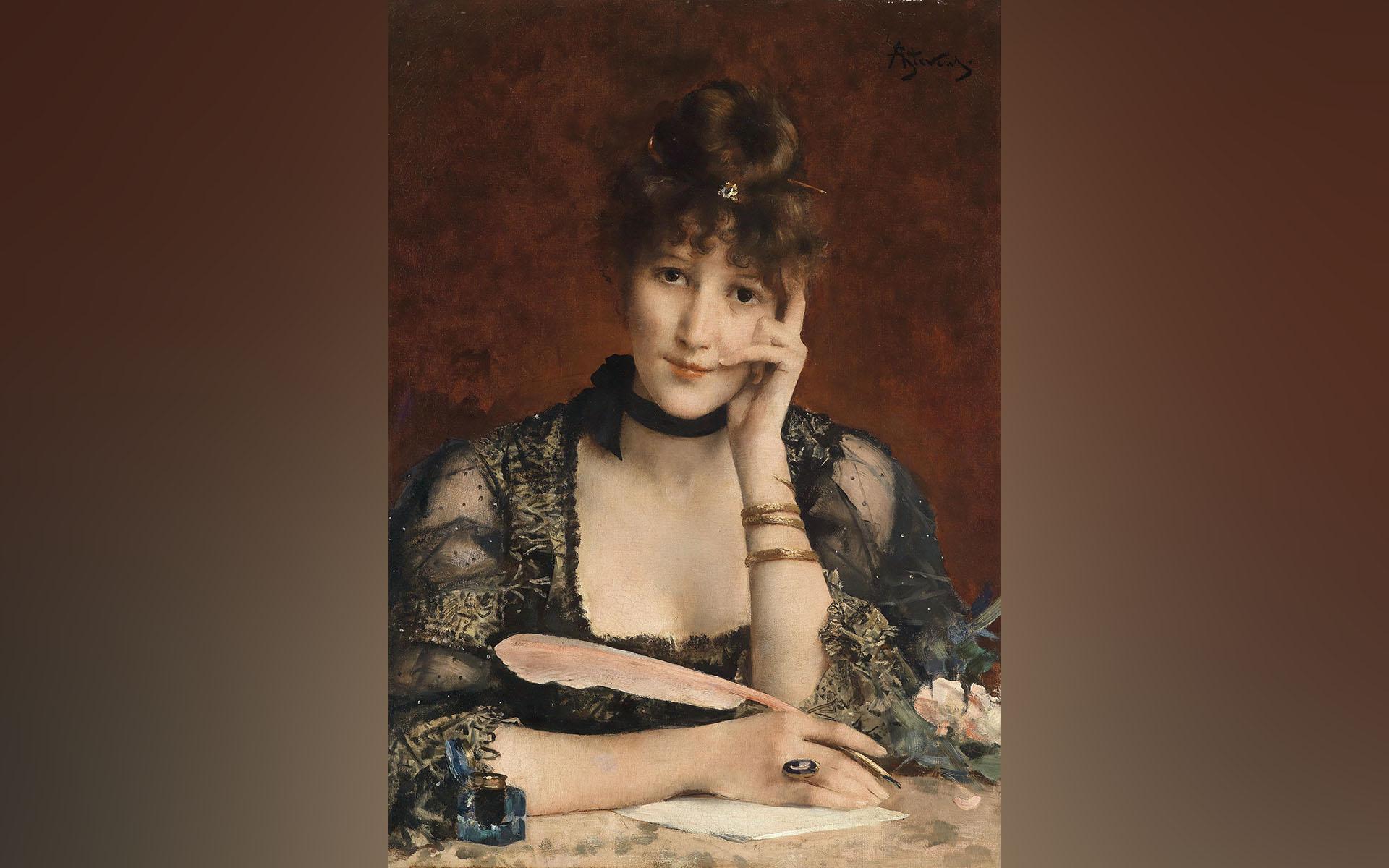 Själva skriv- och läsakten bromsar in dig. Tankar formuleras, en ny början kan ta vid. Målning av Alfred Stevens (1823–1906). Foto: Public Domain